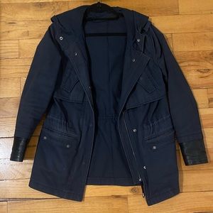 Maje canvas coat with leather cuffs